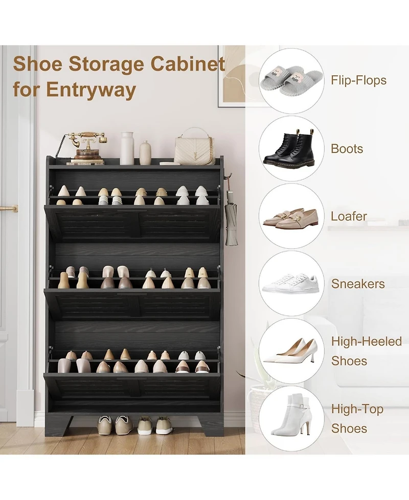 gaomon Shoe Cabinet Storage for Entryway, Narrow with Flip Drawers, Freestanding Hidden Slim Organizer