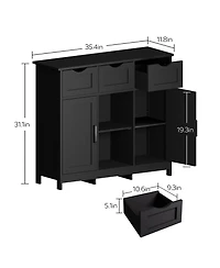 Clihome Storage Cabinets, Wooden Floor Cabinet, with Drawers and Shelves Accent