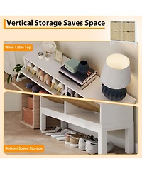 gaomon Modern Fluted 4-Flip-Drawer Shoe Cabinet, Narrow Freestanding Hidden Entryway Storage