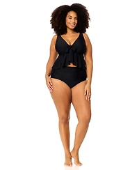 Raisins Curve Plus Underwire Topanga Ruffled Swim Tankini Top
