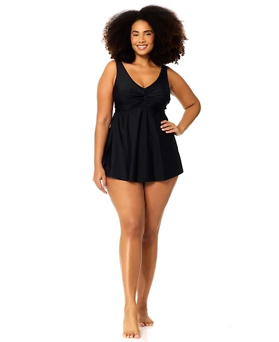 Raisins Curve Plus Lucia V-Neck One-Piece Swim Dress