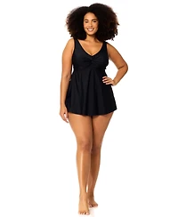 Raisins Curve Plus Lucia V-Neck One-Piece Swim Dress