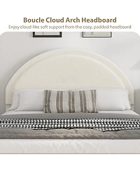 gaomon Boucle Bed Frame with 2 Drawers Upholstered Platform Round Headboard Wood Slats No Box Spring
