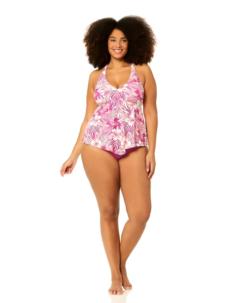 Raisins Curve Plus Underwire Floral Print Swim Tankini Top
