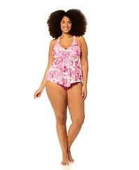 Raisins Curve Plus Underwire Floral Print Swim Tankini Top