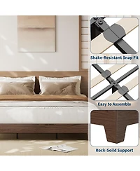 gaomon California King Nature Platform Bed Solid Wood Frame Strong Slats No Box Spring Needed Minimalist Easy Assembly