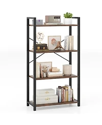 Slickblue 4 Tier Industrial Bookshelf Metal Frame Display Storage Shelf