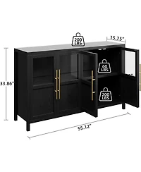 gaomon 55 Inch Sideboard Buffet Cabinet with Four Glass Doors Large Modern Farmhouse Storage for Kitchen Dining and Living Room