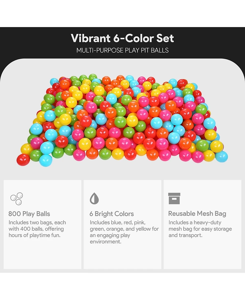 BalanceFrom Ball Pit Balls, 800 Count Toy Plastic Play Balls for Kids, Rainbow