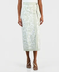 Vince Camuto Women's Paisley-Print Faux-Wrap Midi Skirt