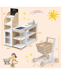 Costway Grocery Store Playset Pretend Play Supermarket Shopping Set with Shopping Cart