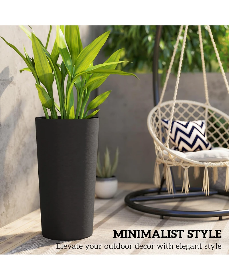 Outsunny 29 Inch Tall Planters, Set of 2 Plastic Flower Pots,