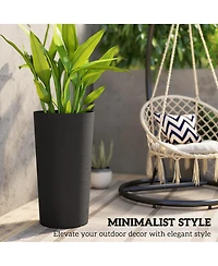 Outsunny 29 Inch Tall Planters, Set of 2 Plastic Flower Pots,