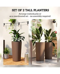Outsunny 29 Inch Tall Planters, Set of 2 Plastic Flower Pots,
