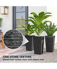 Outsunny 22.8 Inch Tall Planters, Set of 3 Plastic Flower Pots,