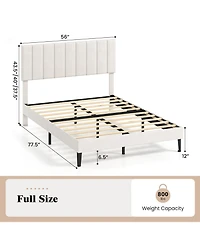 Sugift Velvet Upholstered Platform Bed frames