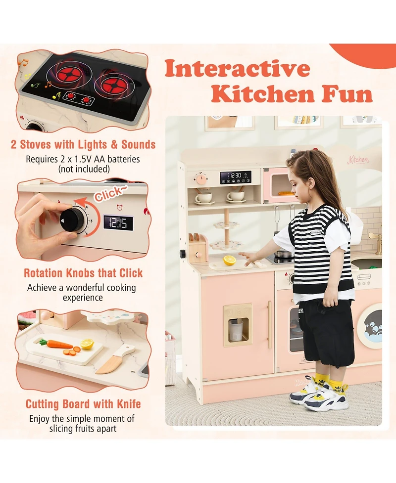 Mecale Children s Pretend Toy Kitchen Playset with Light & Sound for Interactive Play