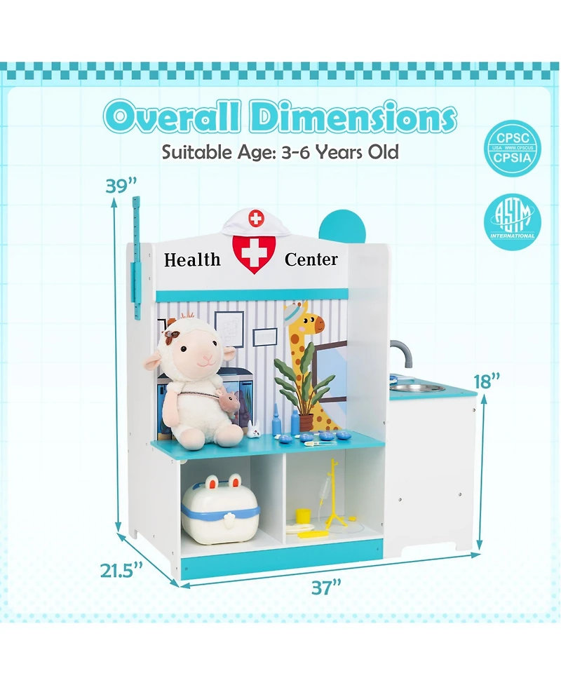 Mecale Kids Doctor Play Set with Adjustable Height Bar for Interactive Pretend Play