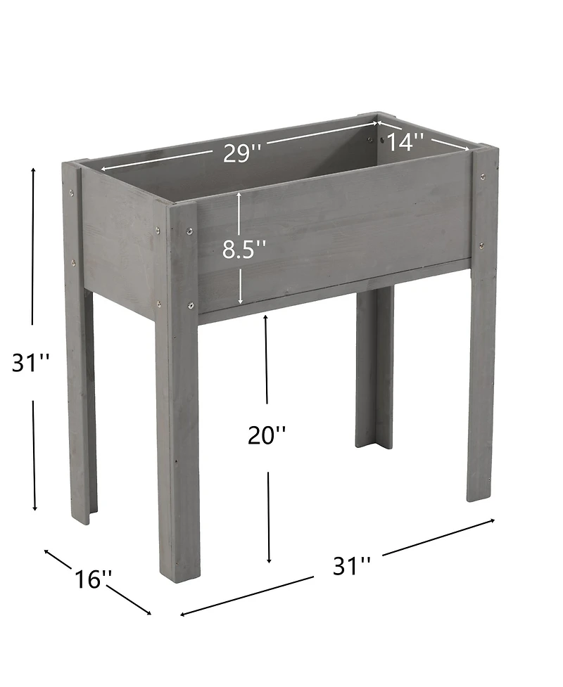 Clihome Raised Garden Bed with Legs, Elevated Wooden Planter Box for Outdoor Plants