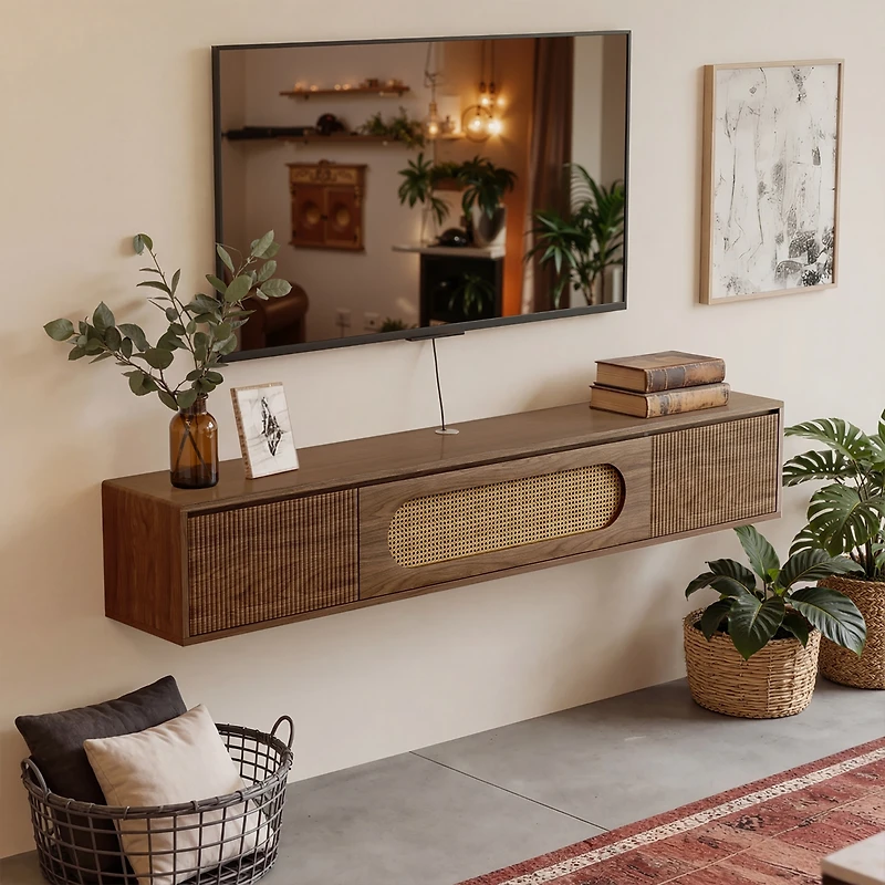 Tribesigns 71'' Floating Tv Stand, Tv Floating Shelf with Storage and Drawers, Modern Media Console Entertainment Center