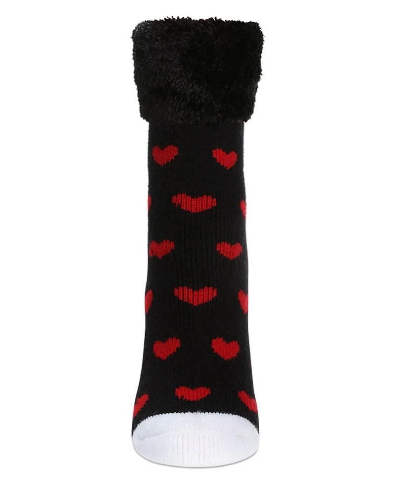 MeMoi Women's Hearts Plush Cabin Socks
