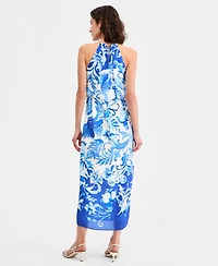 Adrianna Papell Women's Printed Halter Blouson Midi Dress