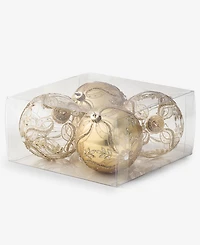 Holiday Lane Opulence Shatterproof Gold-Tone Decorated Ball Ornaments, Set of 4, Macy's Exclusive