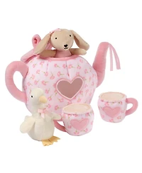 Lambs and Ivy Tea Party Interactive Plush Playset Toy w/ Cups, Pot, Goose and Bunny