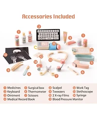 Robotime Toy Tools Pretend Play Set, Emergency Center Doctor Nurse Parent Role Play, Toy Accessories for Girls, Boys, , 7.09"35.04"15.16