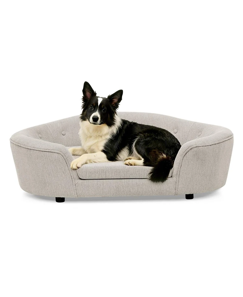 6thdruple Oversized Oval Dog Sofa Bed with Tufted Backrest