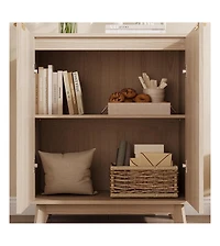gaomon Fluted Cabinet with Storage Buffet Sideboard with Adjustable Shelves and Gold Handles for Living Room Entry and Kitchen
