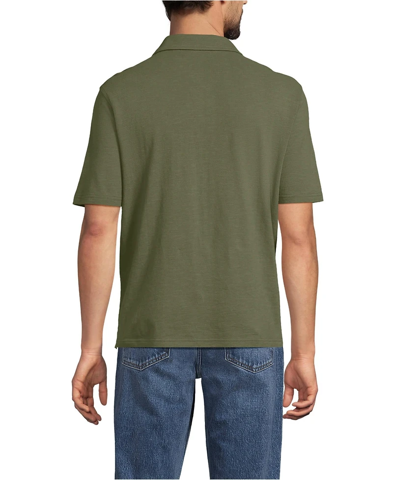 Lands' End Men's Short Sleeve Cotton Linen Polo