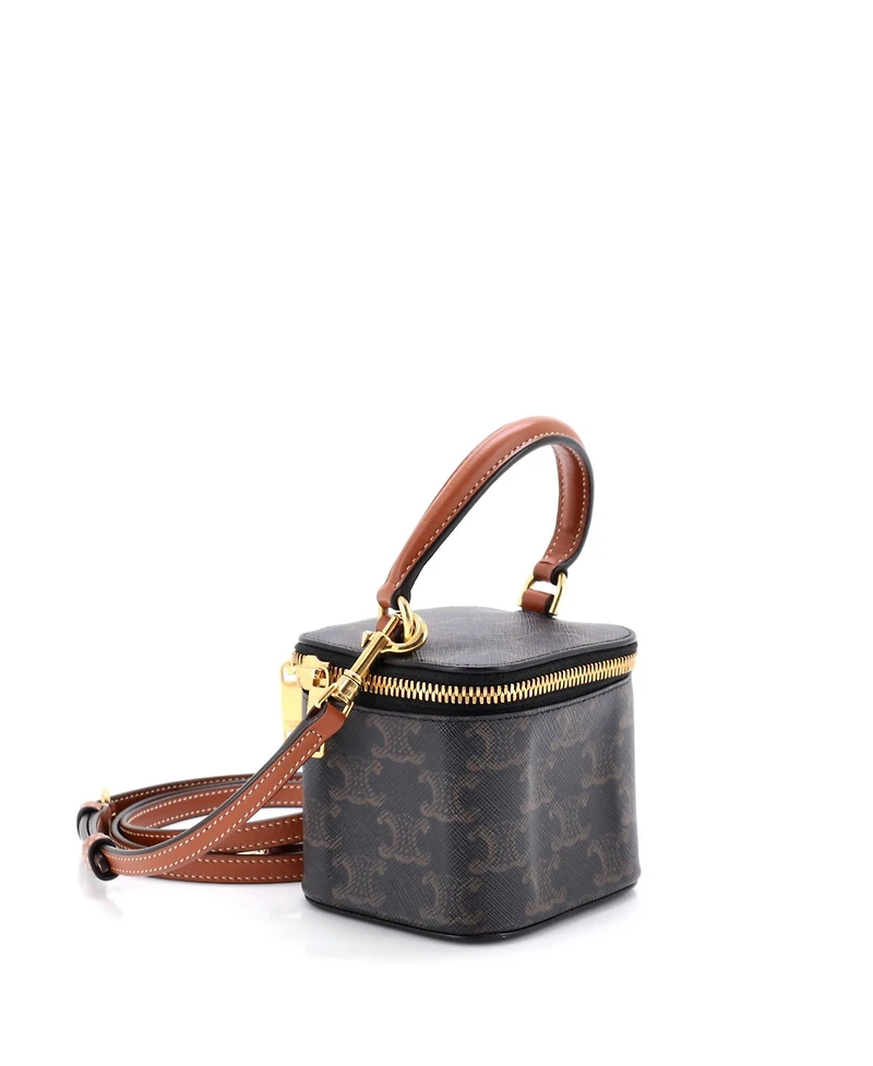 Pre-Owned Celine Mini Top Handle Square Vanity Case Triomphe Coated Canvas