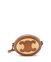Pre-Owned Celine Triomphe Oval Crossbody Bag Straw and Leather