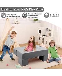 Kids Play Couch, 6Pcs Modular Kids Play Sofa for Playroom, Kids Modular Couch Toddler Foam Sofa, Kids Convertible Sofa with Removable Cover, Pink