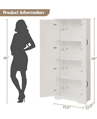 gaomon Tall Kitchen Pantry Cabinet, 60 in Storage Cabinet with 2 Doors and Adjustable Shelves, Freestanding Large Utility Storage Cupboard