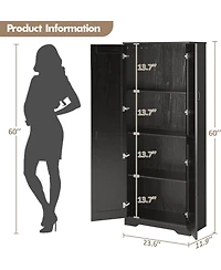 gaomon Tall Kitchen Pantry Cabinet, 60 in Storage Cabinet with 2 Doors and Adjustable Shelves, Freestanding Large Utility Storage Cupboard