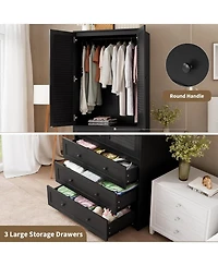 gaomon Armoire Wardrobe Closet Drawers Doors, Modern Wooden Cabinets for Hanging Clothes, Tall Standing Bedroom Armoires, Heavy Duty