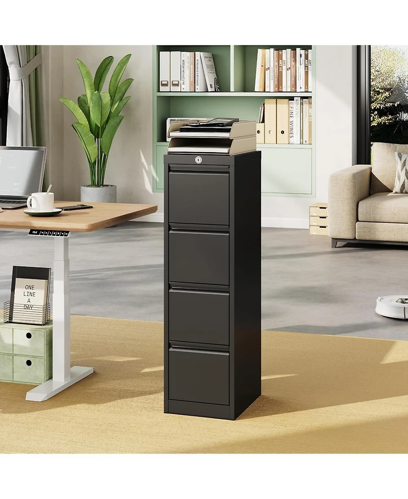 gaomon 4 Drawer File Cabinet with Lock, Metal Filing Cabinets, Vertical Small Filing Cabinet Steel Lockable Storage Cabinets for Home Office