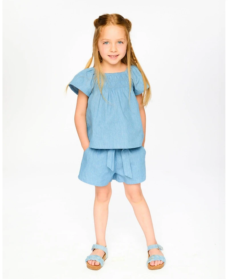 Deux par Deux Little Girls Chambray Top
