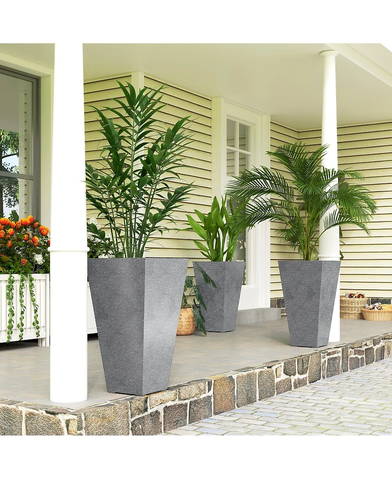 Outsunny 28" Tall Planters, Set of 3 Tape Outdoor Planters,