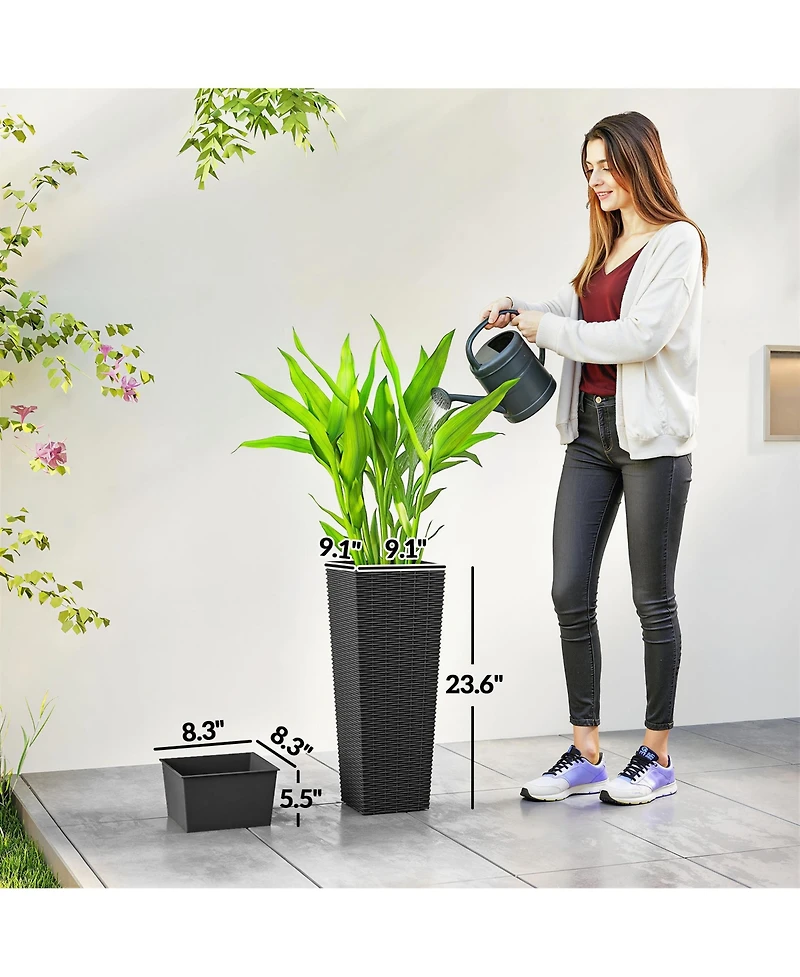 Outsunny Set of 2 Tall Planters for Outdoor Plants