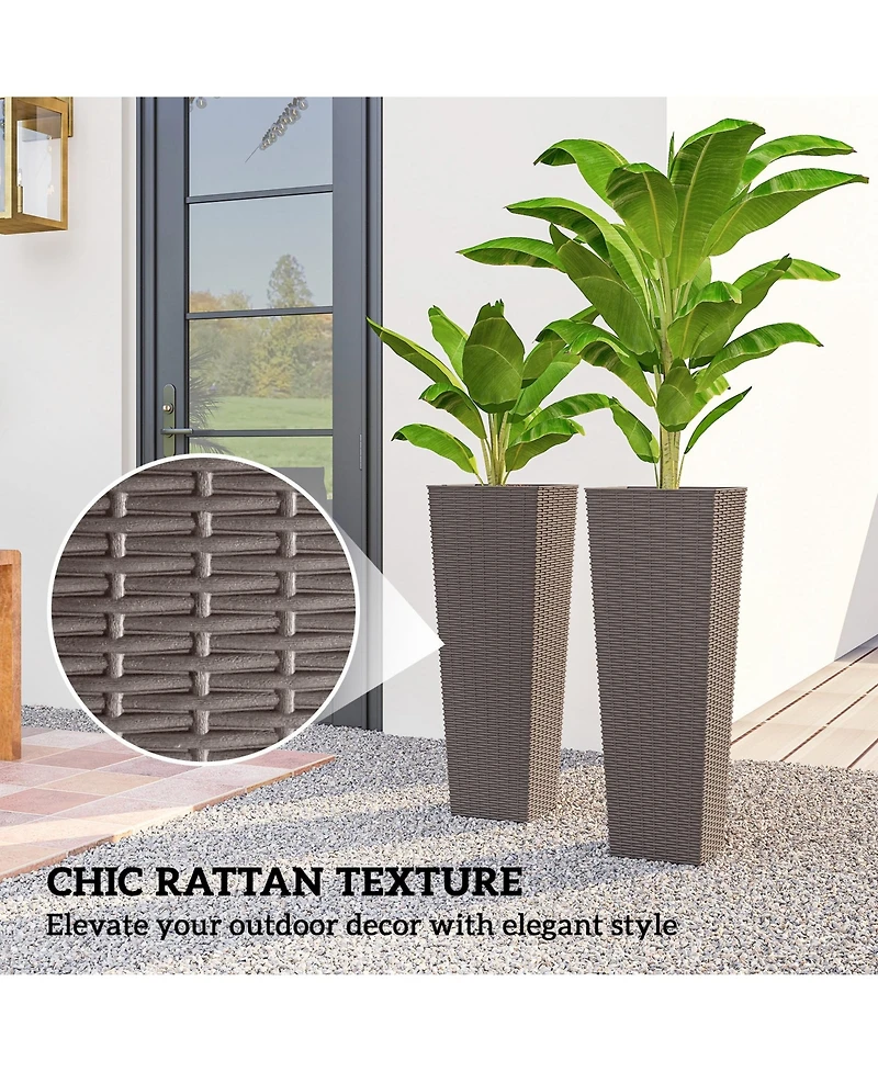 Outsunny 32 Inch Set of 2 Tall Planters for Outdoor Plants,