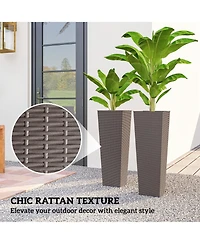 Outsunny 32 Inch Set of 2 Tall Planters for Outdoor Plants,