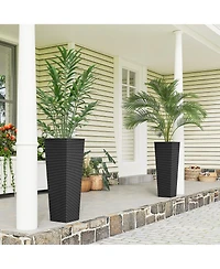Outsunny 32 Inch Set of 2 Tall Planters for Outdoor Plants,