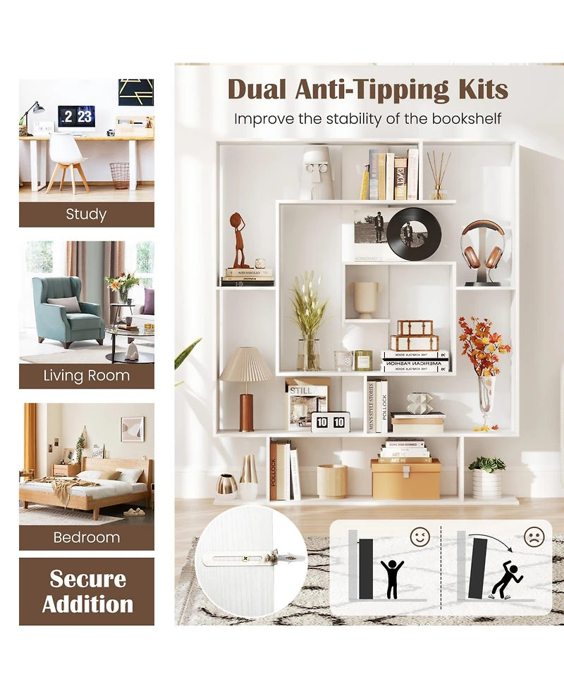 Slickblue 7-Tier Bookshelf Open Display Shelf Rack for Home