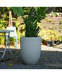 Large 17-Inch Handmade Ceramic Planter Pot,Breathable Teal Outdoor & Indoor Plant Pot for Fiddle Leaf Fig, Monstera, Trees