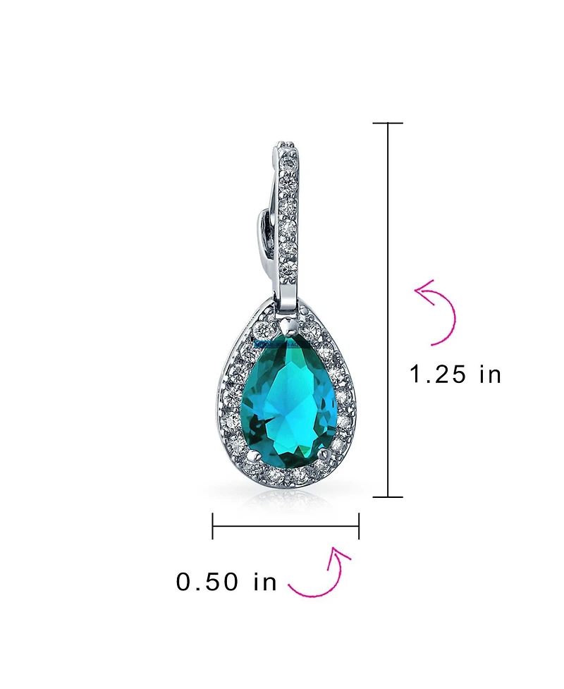 Bling Jewelry 7CT Halo Clear Cubic Zirconia Cz Large Teardrop Earrings Silver Plated