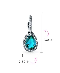 Bling Jewelry 7CT Halo Clear Cubic Zirconia Cz Large Teardrop Earrings Silver Plated