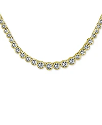 Bling Jewelry Cocktail Cubic Zirconia Bezel Set Cz Graduated Tennis Necklace Collar Silver Gold Plated